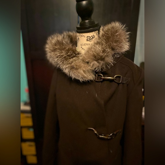 Fox fur hooded wool & cashmere coat by Carolina Herrera